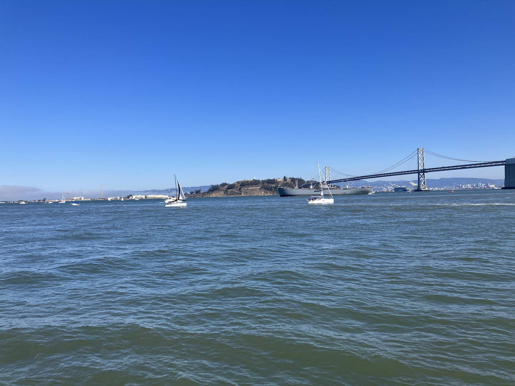 San Francisco Bay with the Bay Bridge and Alcatraz Island